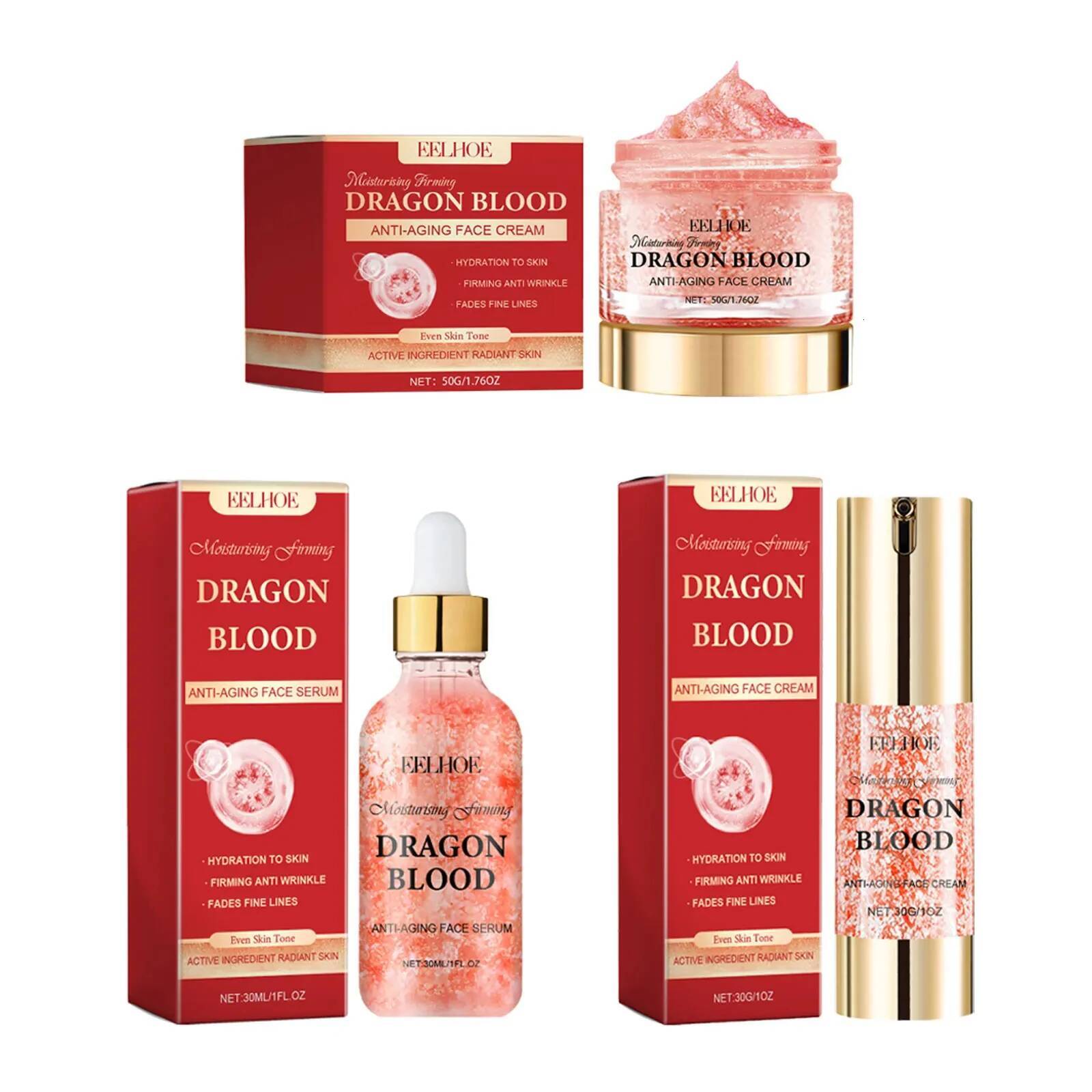 Bestseller Dragon's Blood Skincare Set Anti-Aging Serum & Creams Reduce Wrinkles Firming Smoothing Hydrating Brightening Face SkinCare ddmySat