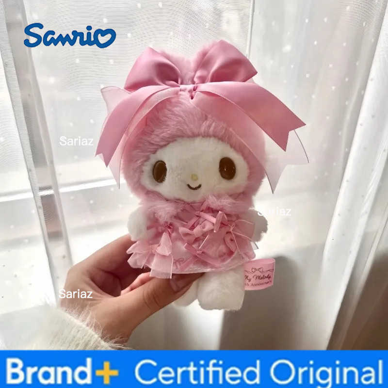 Sanrio Kawaii Cartoon My Melody Plush doll 50Th Anniversary bowknot Melody Plush Keychain Bag Accessory Toys Collectible Birthday Gift H251225