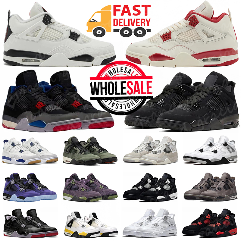 Basketball Shoes 4s Men Women 4 Bred Military Black Cat Sail Rare University Blue Red Pink Thunder White Oreo Cool Grey Midnight Navy Mens Trainers 36-47