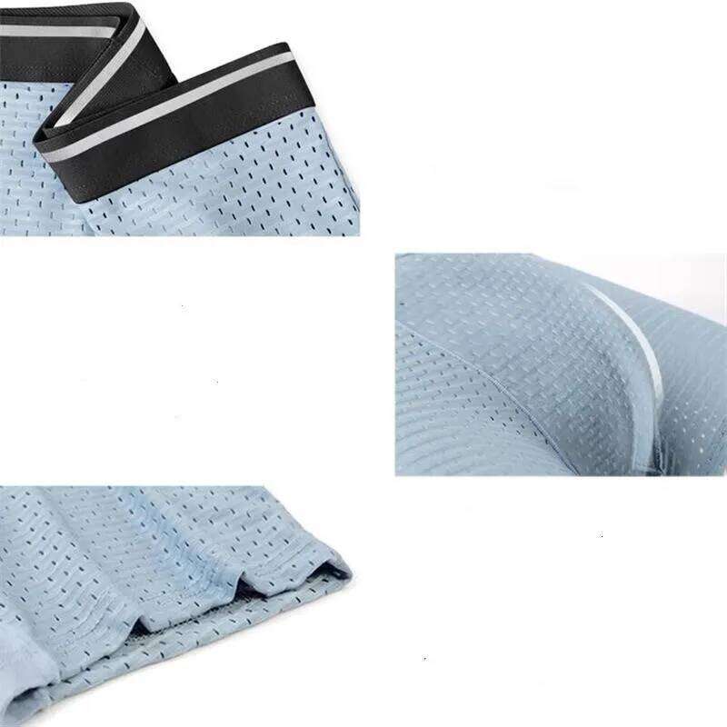 8pcs/Lot Men's Panties Ice Silk Male Underpants Breathable Summer Man Shorts Boxers Underwear Homme Bamboo Hole Large Size L-5XL X251225