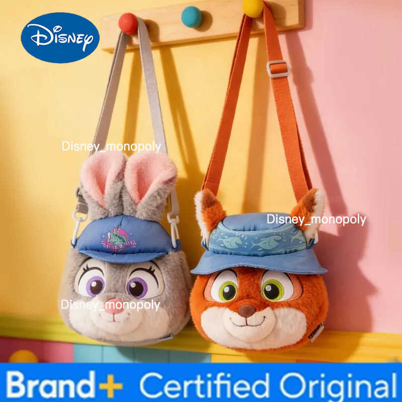Disney Zootopia Judy Nick Hooded Plush Crossbody Bag Cute Soft Shoulder Bag Travel Shopping Birthday Holiday Gift for Girls H251225