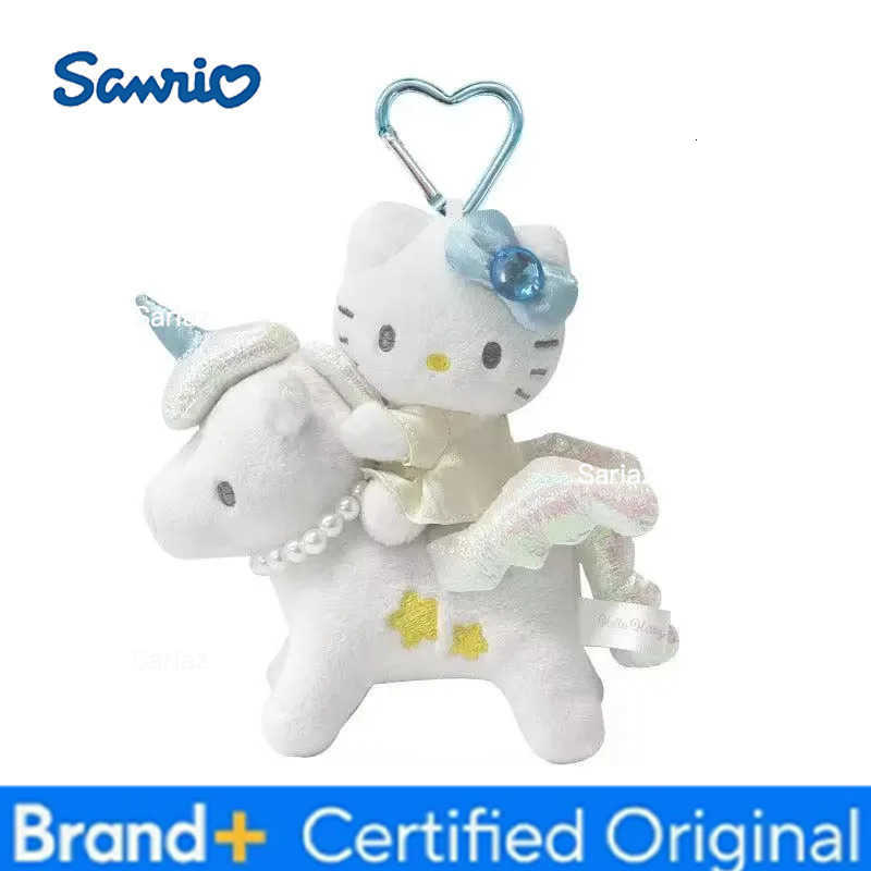 Sanrio Kawaii Hello Kitty Unicorn Black Skin Mermaid Telescopic Plush Keychain Backpack Pendant Decoration Girl Birthday Gift H251225