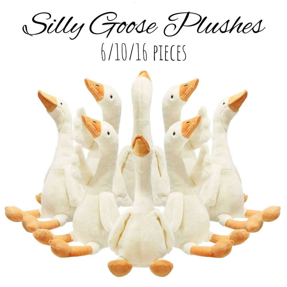 6/16PCS One Silly Goose Favors Stuffed Animal Plush Toy Baby Shower Birthday Party Gifts Size:25CM X251225