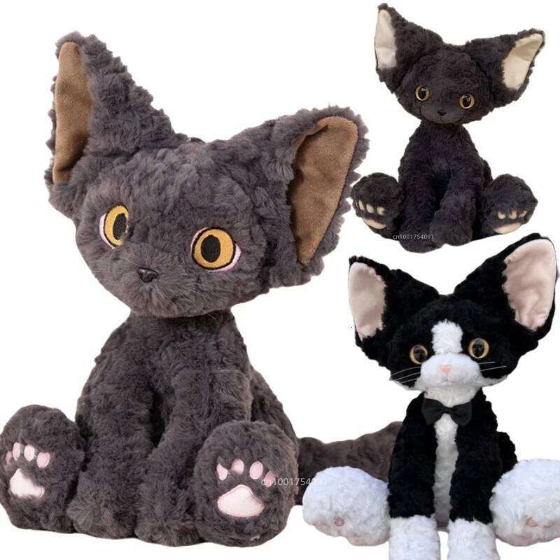 German Devon Rex Plush Toy Stuffed Kawaii Cat Black White Kitten Plushie Soft Toys for Kids Birthday X251225