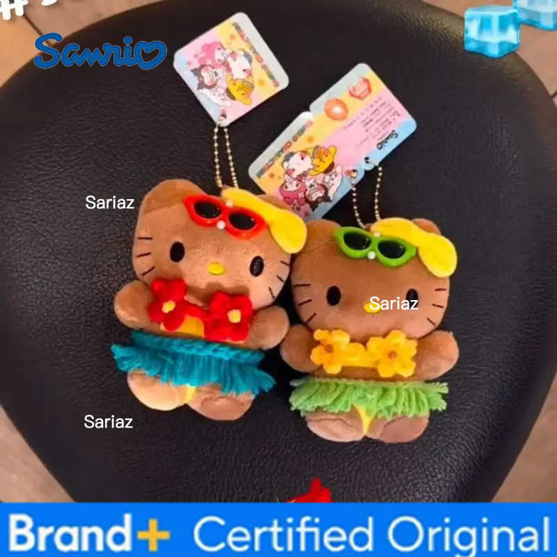 Sanrio Hello Kitty Hawaiian Plush Toy Backpack Pendant Cute Pendant Keychain Creative Vacation Series A Birthday Gift For Girls H251225