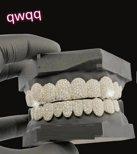 925 Sterling Silver Hip Hop Grillz Teeth Pass Diamond Tester VVS Moissanite Iced Out for Party Body Jewelry