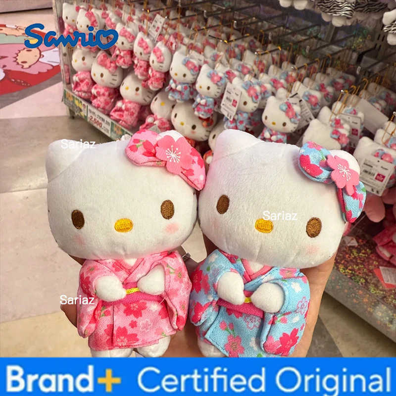 Sanrio Cute Hello Kitty Kimono Plush Doll Anime Figure Japanese Style Sakura Keychain Bag Accessory Girlfriend Gifts H251225