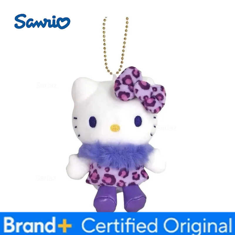 Sanrio leopard print series Hello Kitty Plush Pendant Keychain 50Th Brown purple Leopard Kitty cat Stuffed Doll bag Accessories H251225