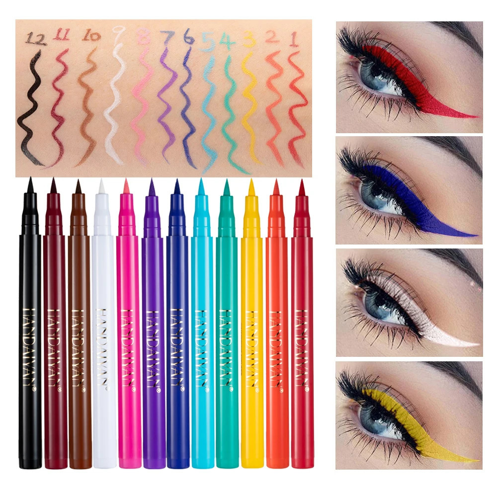Waterproof Rainbow Matte Colorful Liquid Eye Liner Pencil White Pink Color Eyeliner Pen Makeup Make Up LongLasting Cosmetics 251213