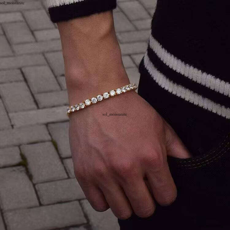 Fashion Waterproof 7-9.3inch mm 4mm 5mm VVS Moissanite Classic Sterling Silver Tennis Bracelet for Women Gold Plated Jewelry