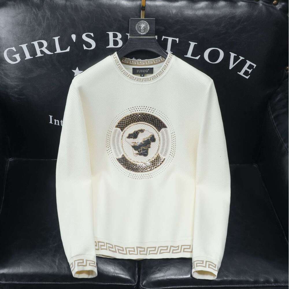 SANRAN New Sequin Embroidered Crew Neck Casual Versatile Sweatshirt Fashion Trend Men's Base Shirt