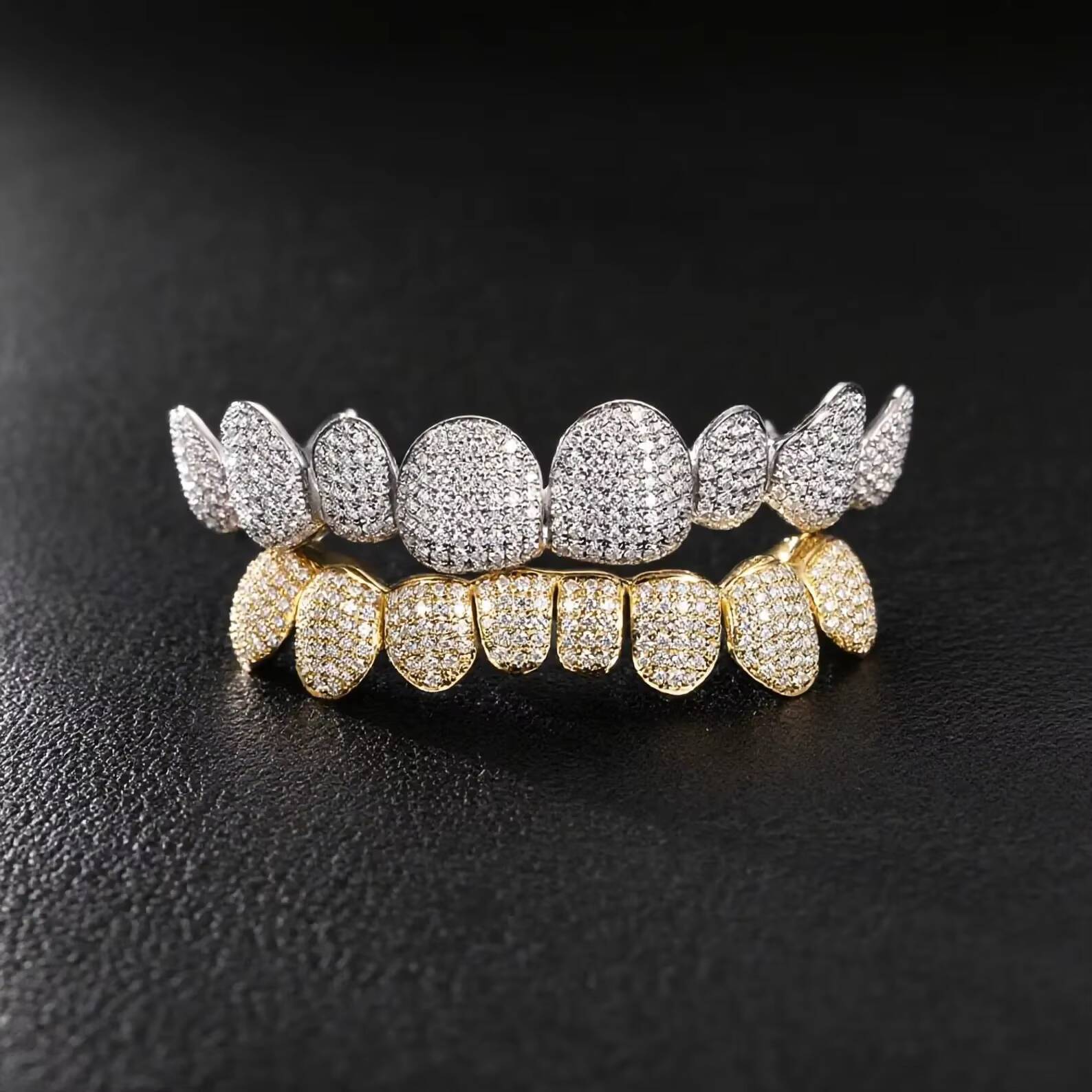 Classic 925 Silver Round Cut Moissanite Diamond Grills Stylish Iced Hip Hop Teeth Jewelry Fine Grillz for Men Women Perfect Gift