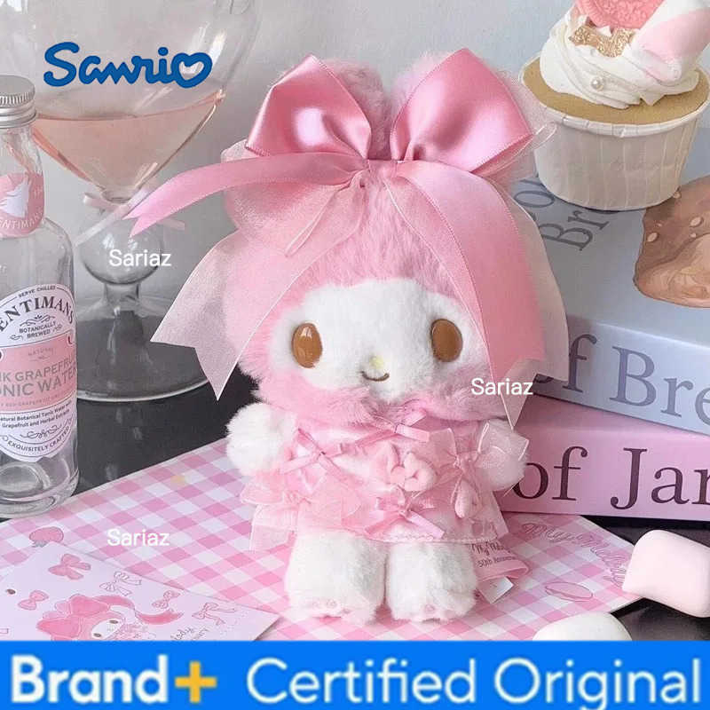 Sanrio Kawaii Cartoon My Melody Plush doll 50Th Anniversary bowknot Melody Plush Keychain Bag Accessory Toys Collectible Birthday Gift H251225
