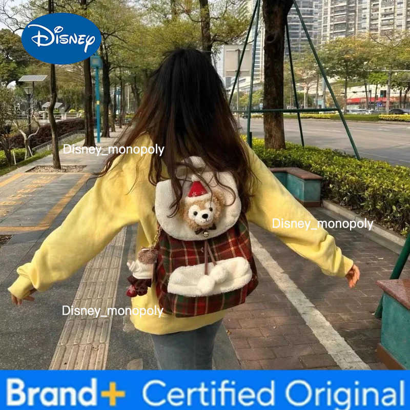 Disney 2024 New Disni Cute Christmas Backpack Childrens Duffi Bear Birthday Gift For Girl Cartoon Large Capacity Backpack JK Backpack H251225