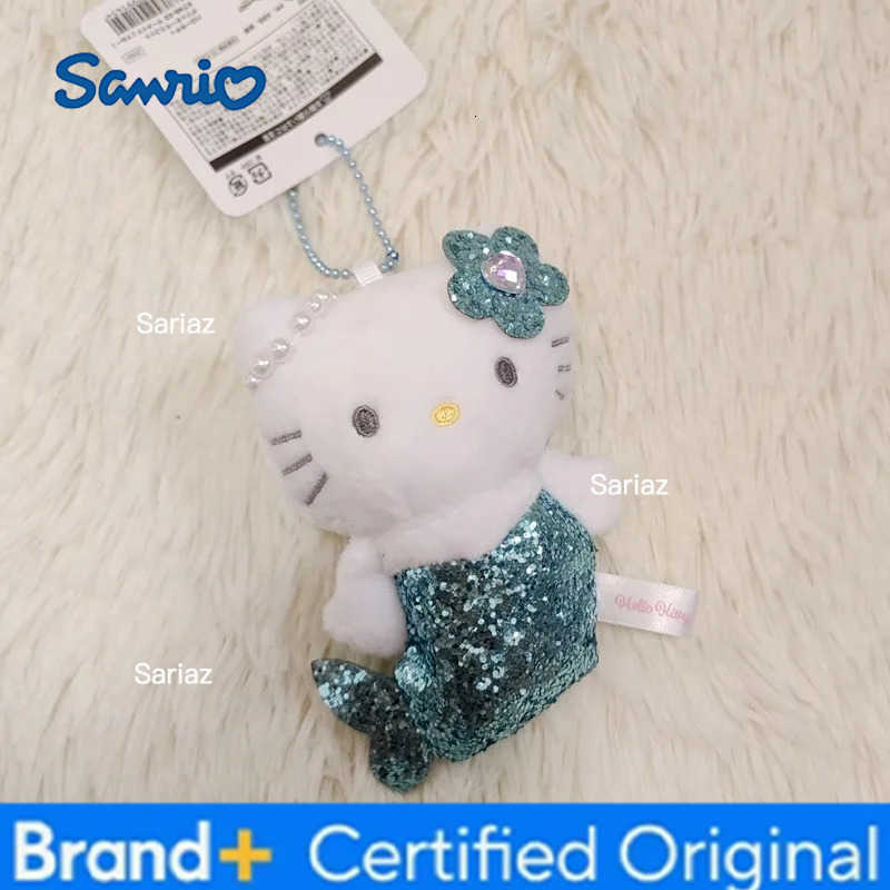 Sanrio Heiio Kitty Glitter Pink Mermaid Flowers Plush Toy Girl Bag Pendant Blue KT Stuffed Doll Keychain Decoration Holiday Gift H251225