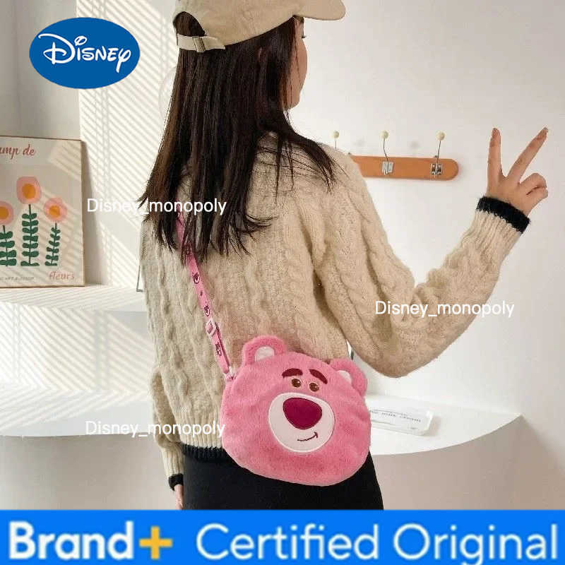 Disney Sweet cute Lotso Alien Winnie the Pooh student fashion simple versatile outdoor portable shoulder crossbody plush bag H251225