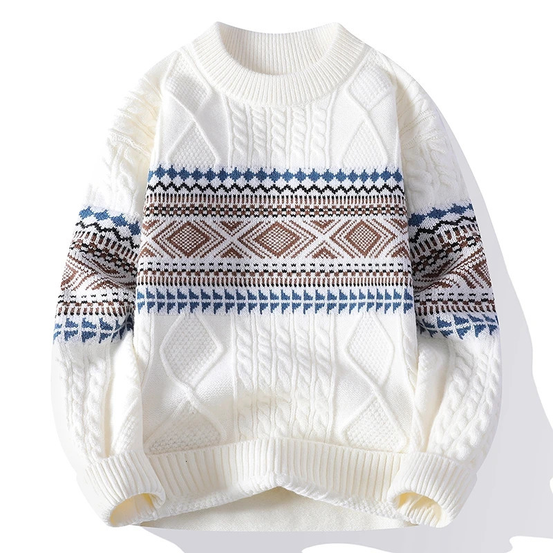 Style Male Embroidery Pullover Winter Warm Knit Sweater Round Neck High Quality Oversized Fashion for Man 251225
