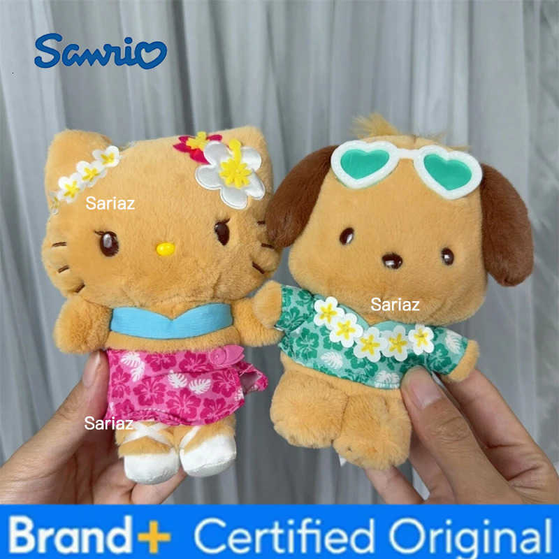 Sanrio Cartoon Plush Keychain Kitty Hawaii Beach Stuffed Doll My Melody Island Sunbath Cinnamoroll Keyring Pochacco Kawaii Gifts H251225