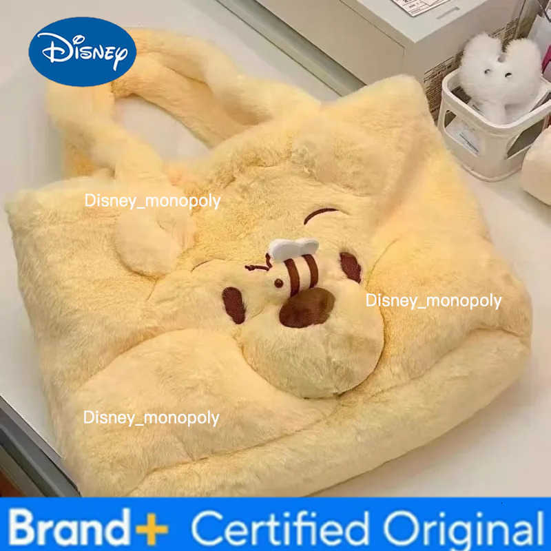 Disney 2025 New Autumn and Winter Large-capacity One-shoulder Tote Bag Winnie Bear Plush Bag Student Commuter Handbag H251225