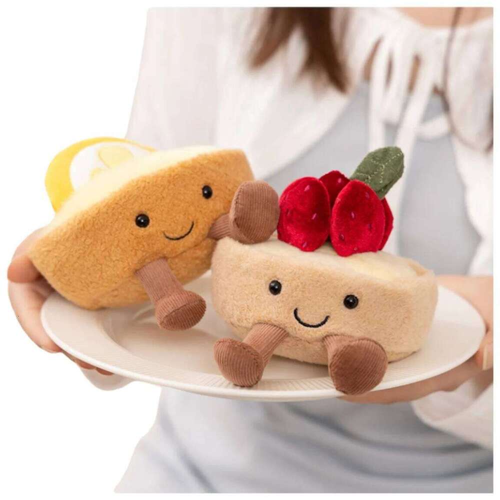 Cute Strawberry/Lemon Tart Plush Soft Stuffed Dessert Doll Kawaii Smiling Food Toy for Kids Birthday Xmas Gift Home Decor X251225