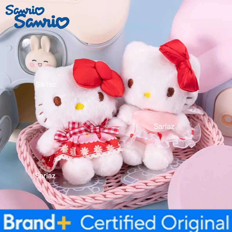 Sanrio Cartoon Kuromi Hello Kitty Plush Pendant Keychain Key Ring Anime Action Figures Collection Model Toys Kids Jewelry Gifts H251225