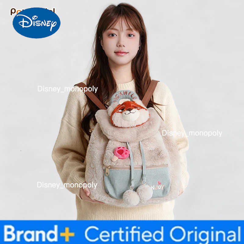 Disney Potdemiel Official Zootopia Judy Nick Plush Backpack Autumn/Winter Large Capacity Cute And Soft Schoolbag Birthday Gift H251225
