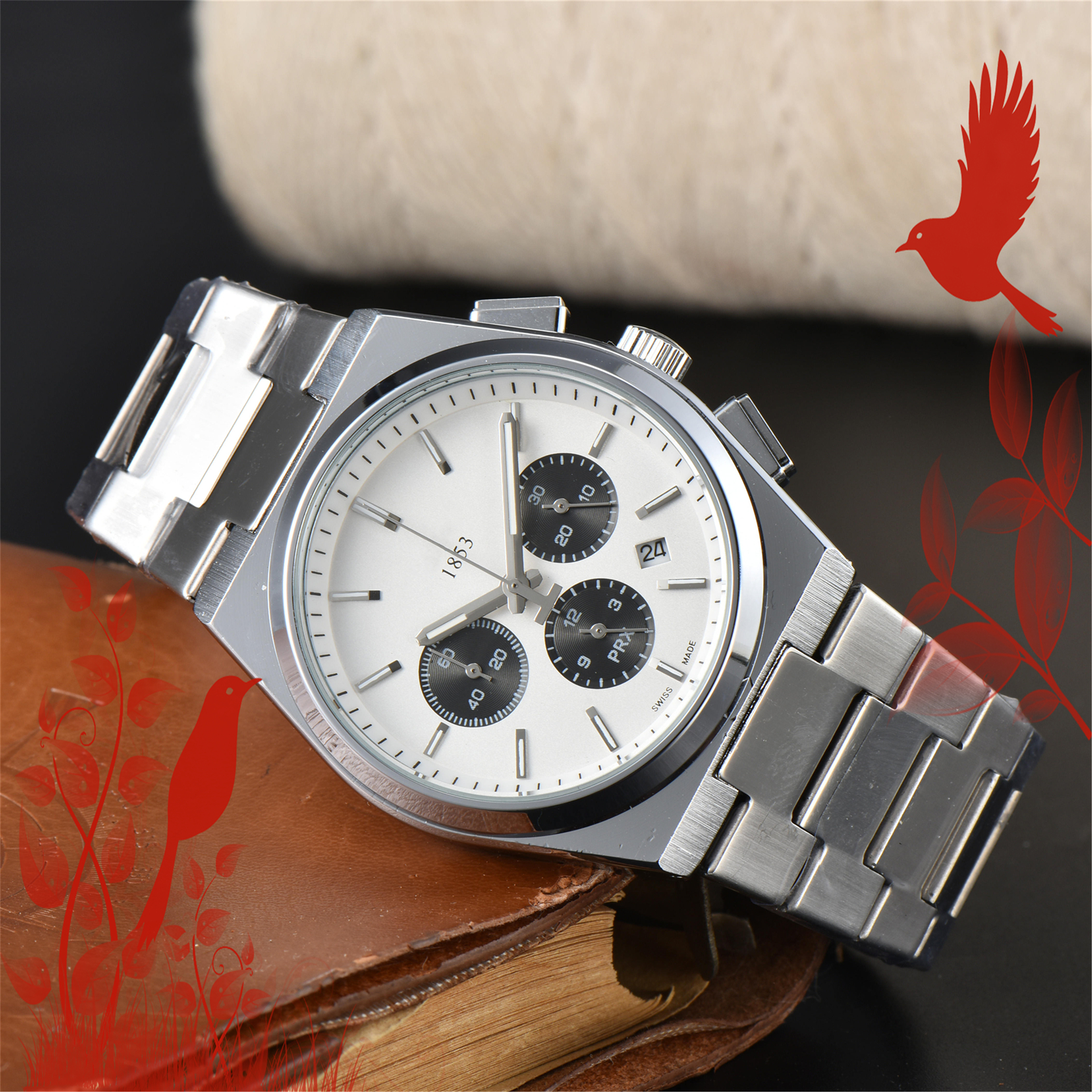 Fashion TISS 1853 PRX Quartz Wrist Watches bell mechanical wristwatches High Quality Luxury Brand Chronograph Clock stainless steel Belt #753