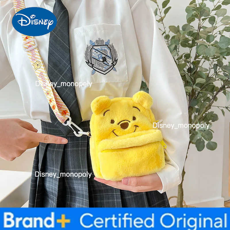 Disney Winnie The Pooh 2025 New Plush Backpack Girl Plush One Shoulder Messenger Bag Cartoon Fashion Childrens Mini Backpack H251225