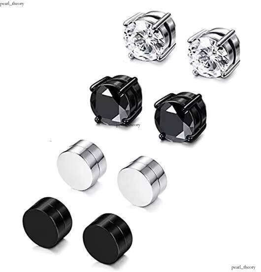 Sterling Silver Gold-Plated Ear Clip Fashion Labret Flat VVS Moissanite Earrings Stud Wedding Magnet Piercing Jewelry