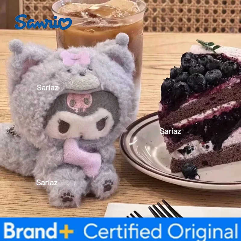 Sanrio Cute Kuromi Melody Fluffy Plush Toys Keychain kawaii Plush Pendant Long Tail Cinnamoroll Kitty Small bag Accessories toy H251225