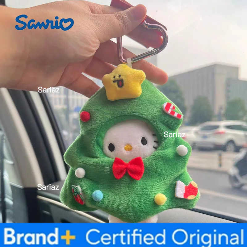 Sanrio Christmas Tree Headset Kt Cat Keychain Backpack Pendent Plush Doll Cute Ornament Anime Cartnoon Figure Kitty Toys Surprise Gifts H251225