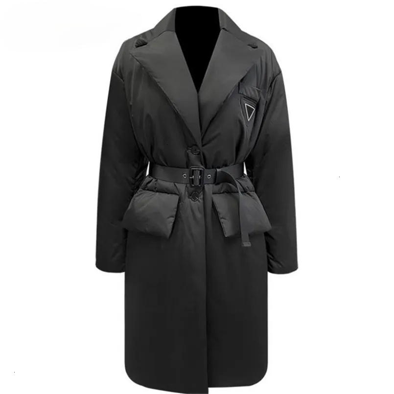 Getspring Women Womens Coats Bandage Vintage Long Parka Down Jacket Woman Black Winter Overcoat Fashion