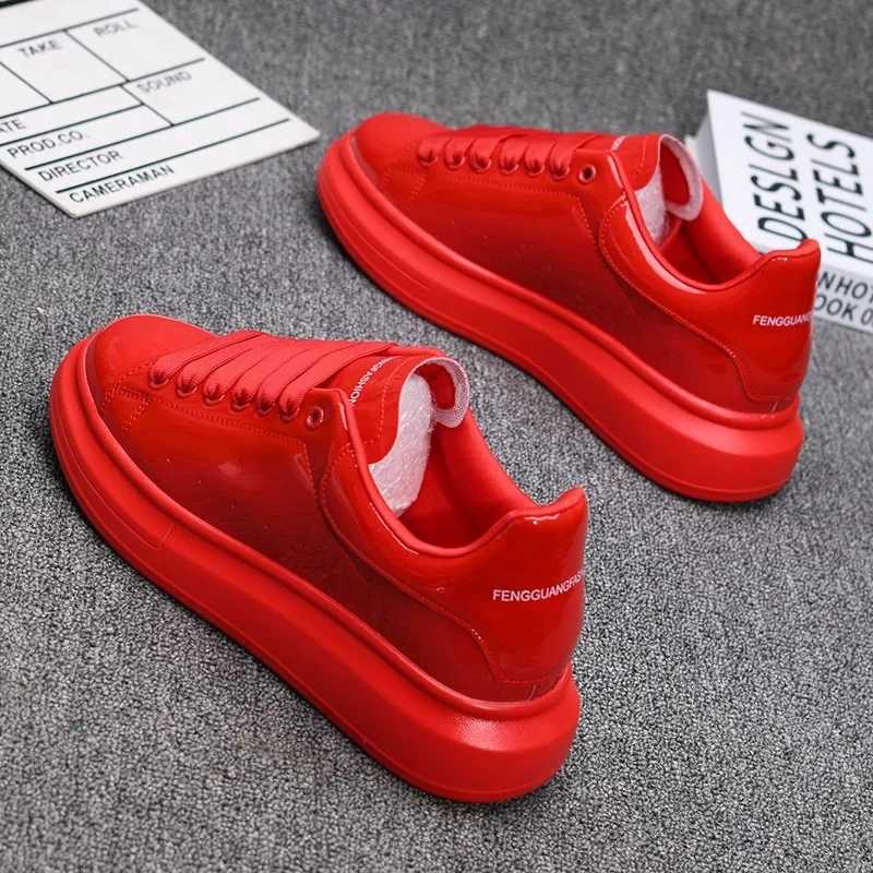 Red lacquered mens shoes Fashion black casual skateboard shoes Outdoor tennis walking shoes Universal men and women Q251225