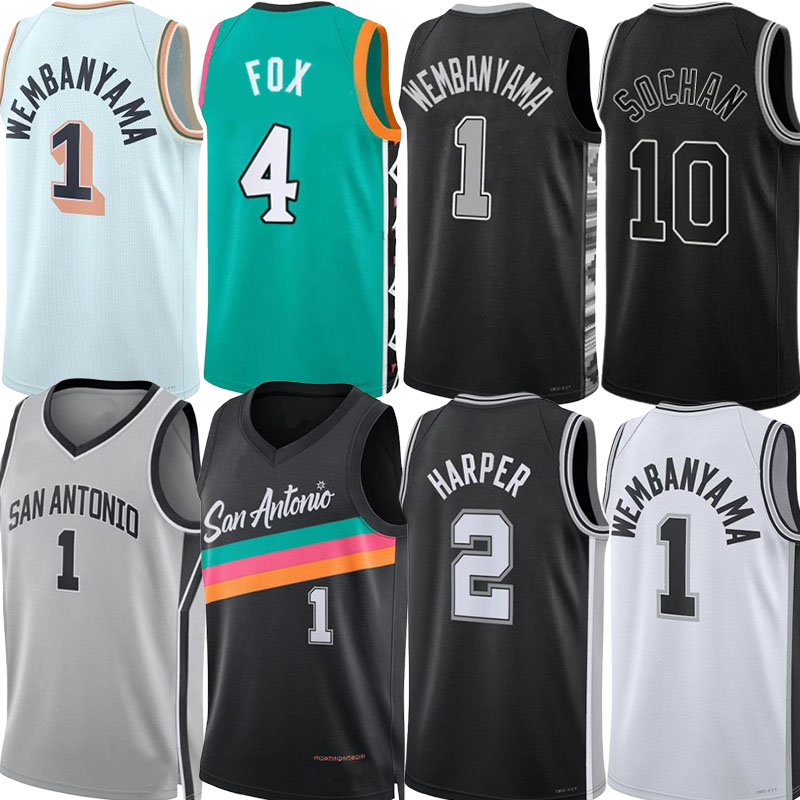 San Anton Spur Victor Wembanyama Basketball Jerseys De Aaron Fox Dylan Harper Stephon Castle Keldon Johnson Jeremy Sochan Devin Vassell Harrison Barnes City Jersey