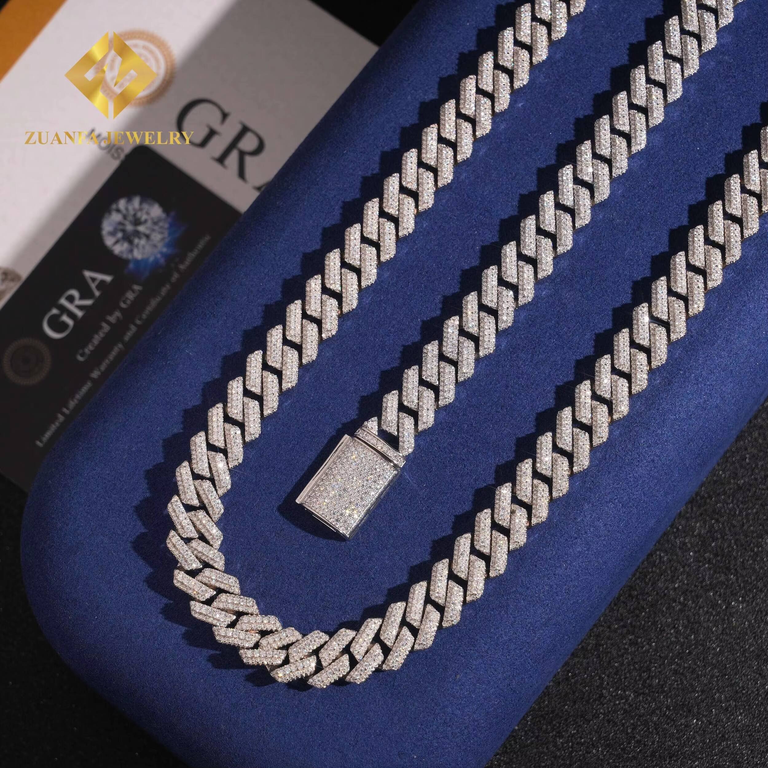 Fashion 125mm VVS1 Moissanite Cuban Link Chain Necklace Bracelet Men HipHop Iced Out Diamond 925 Sterling Silver with GRA - view 6