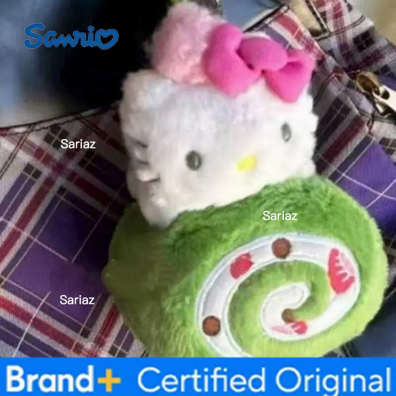 Sanrio Cute Cartoon Kawaii Matcha Series New Japanese Dessert Cake Roll Hello Kitty Plush Doll Keychain Bag Pendant Toy Gift H251225
