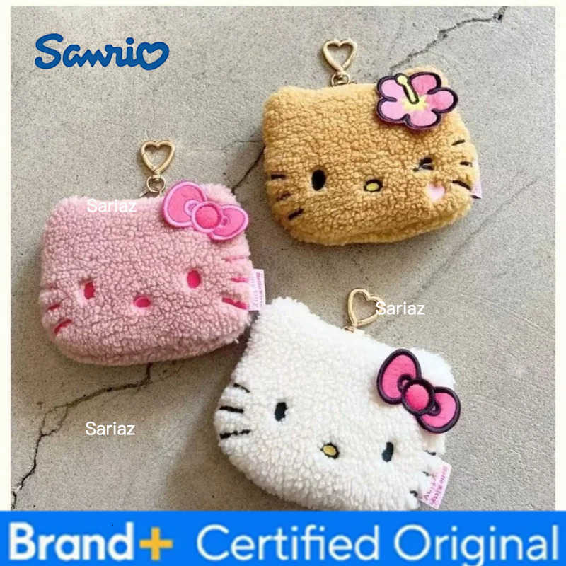 Sanrio kawaii Hello Kitty tiny Plush Coin Purse Storage Bag Cartoon Hot Pink Black Kitty Originality Printing Cosmetic Bag Gift H251225