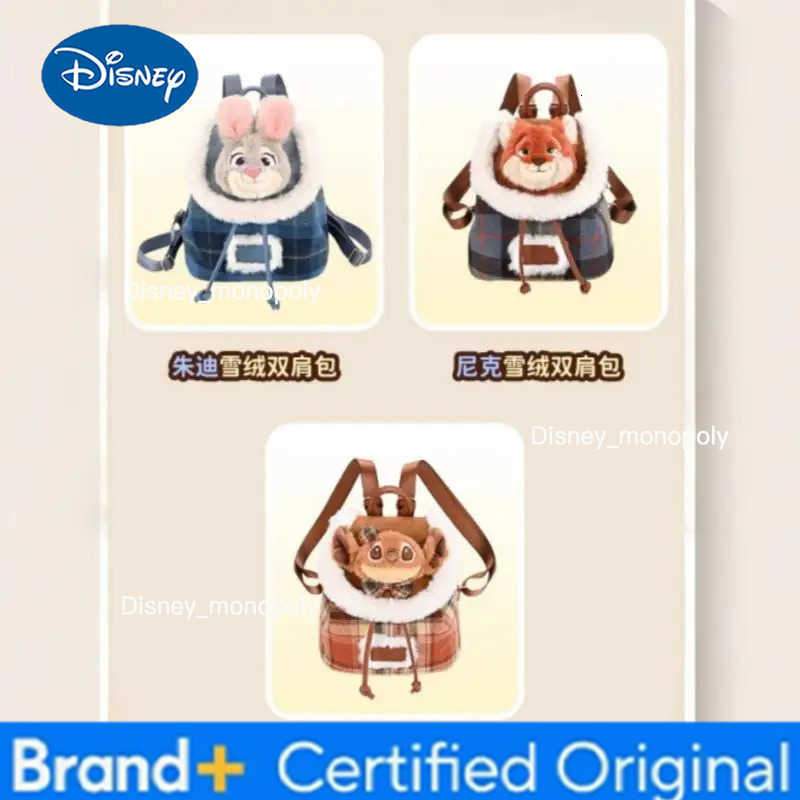 Disney New In Stock Zootopia Peripheral Plush Backpack Doll 3D Cartoon Cute High Quality Fashion Casual Bag Birthday Present For Friend H251225