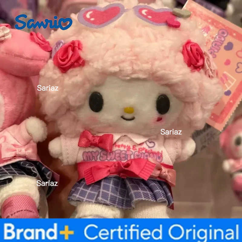 Sanrio School Style Hello Kitty My Melody Plush Keychain 90s Gal Flower Kawaii Bag Charm For Girls Gift H251225