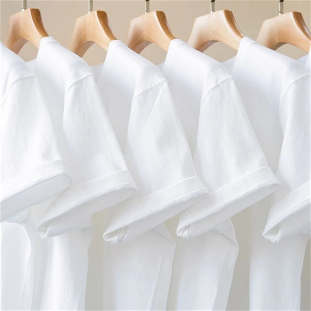 Men T Shirt Summer Cotton Tops Women Solid Color Blank Tshirts O-neck Round Collar Short-Sleeve Couple White Top Tees 251224