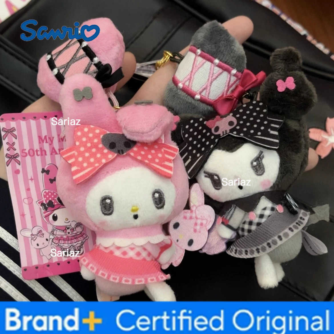 Sanrio Kawaii 50th Anniversary Limited My Melody Plush Doll Keychain Kuromi Stuffed Keyring Girly Backpack Pendant Bestie Gifts H251225