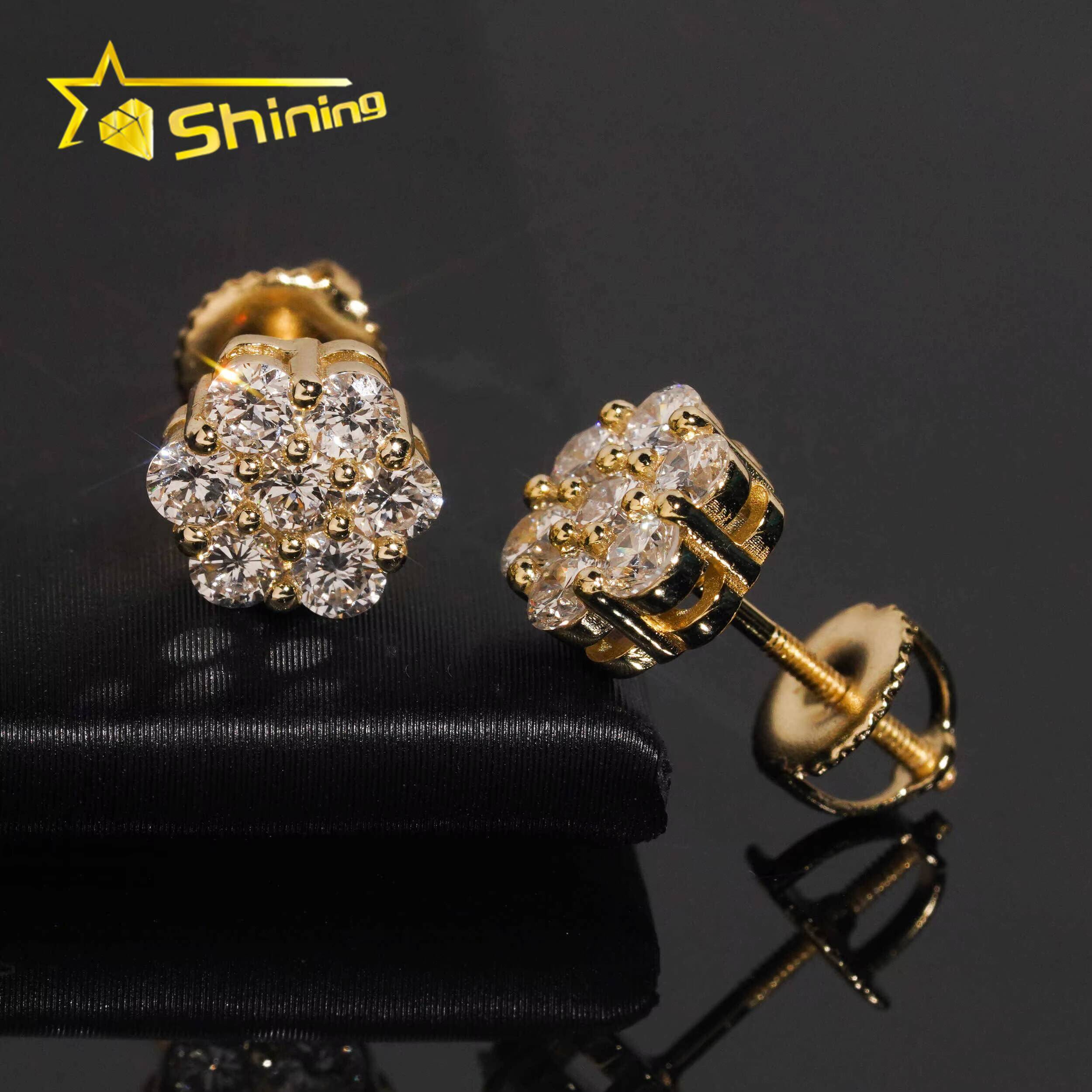 New Arrival Lab Diamond Earrings Screw Back 925 Silver Gold Plated Lab Grown Diamond Studs Earringsfor Men Women