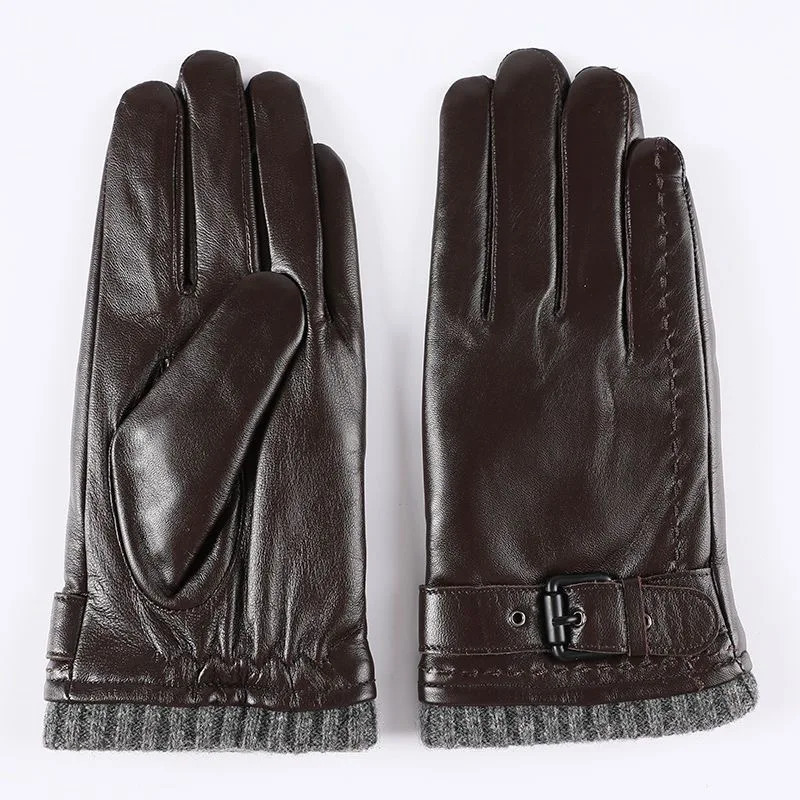 Genuine Leather Gloves For Men Male Sheepskin Touch Screen Winter Warm Windproof Mittens Driving Cycling Motorcycle Mens 251225 - view 6