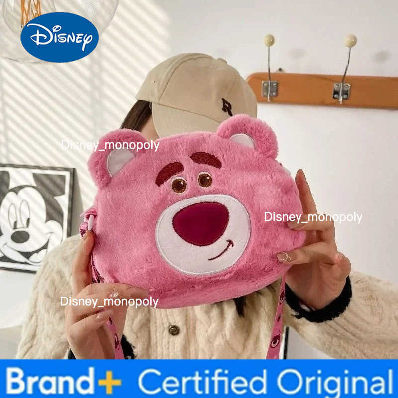 Disney Sweet cute Lotso Alien Winnie the Pooh student fashion simple versatile outdoor portable shoulder crossbody plush bag H251225