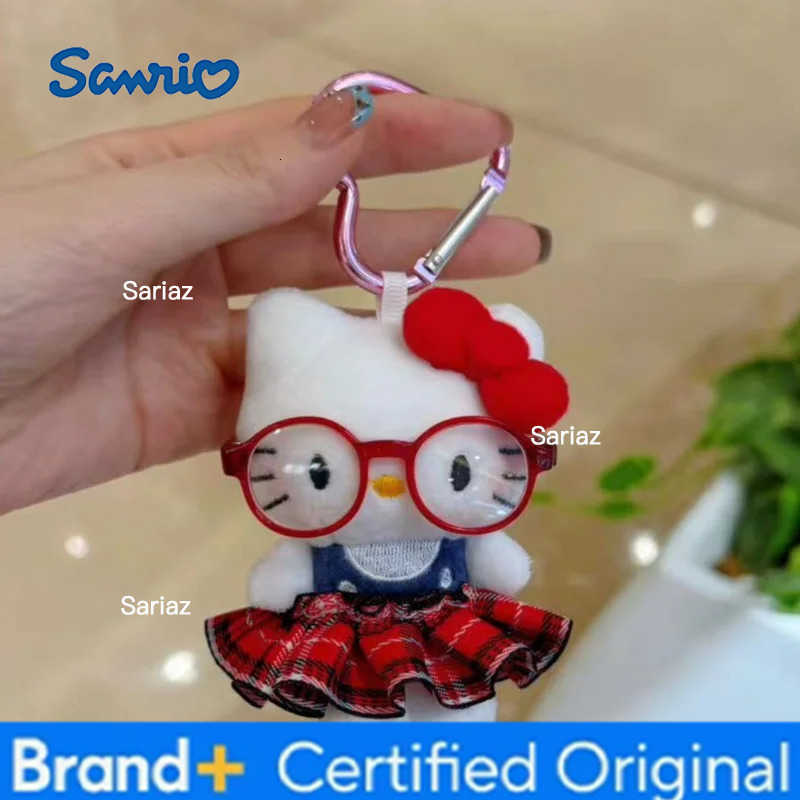 Sanrio Hello Kitty Kawaii Super Cute Glasses Doll Bag Decoratio Cartoon Cute Plush Doll Keychain Giving Christmas Gifts To Girls H251225