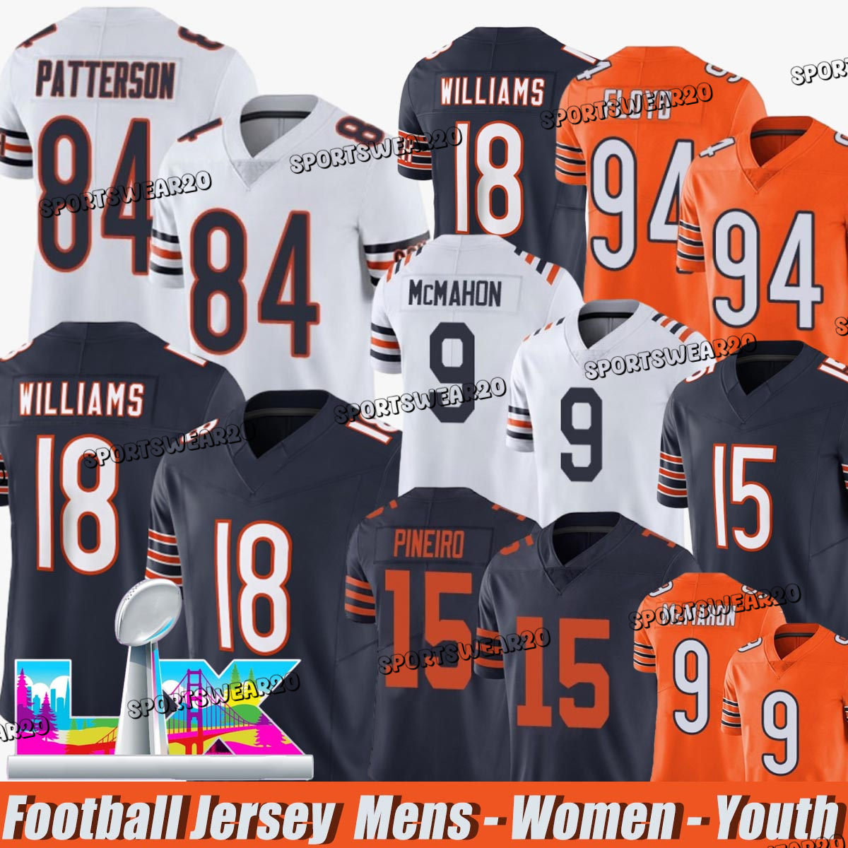 Chicagocity Bearss jerseys #18 Caleb Williams #2 DJ Moore Rome Odunze Cole Kmet D'Andre Swift Montez Sweat Brian Urlacher Brian Urlacher Football jerseys