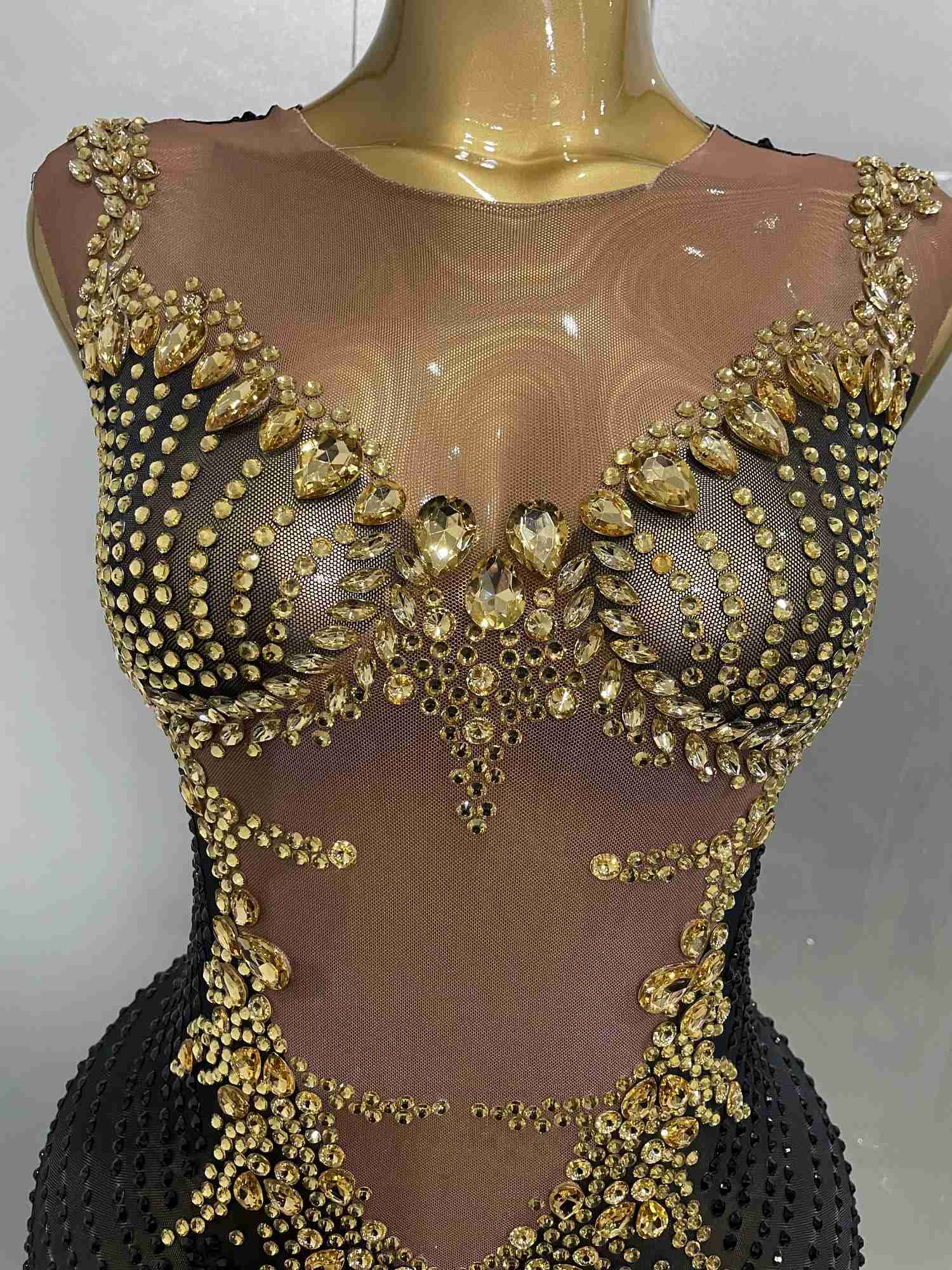 Sexy Sparkly Rhinestones Sleeveless Long Dress 2025 New Women Birthday Celebrate Evening Photo Shoot Stage Performance Costume C251225