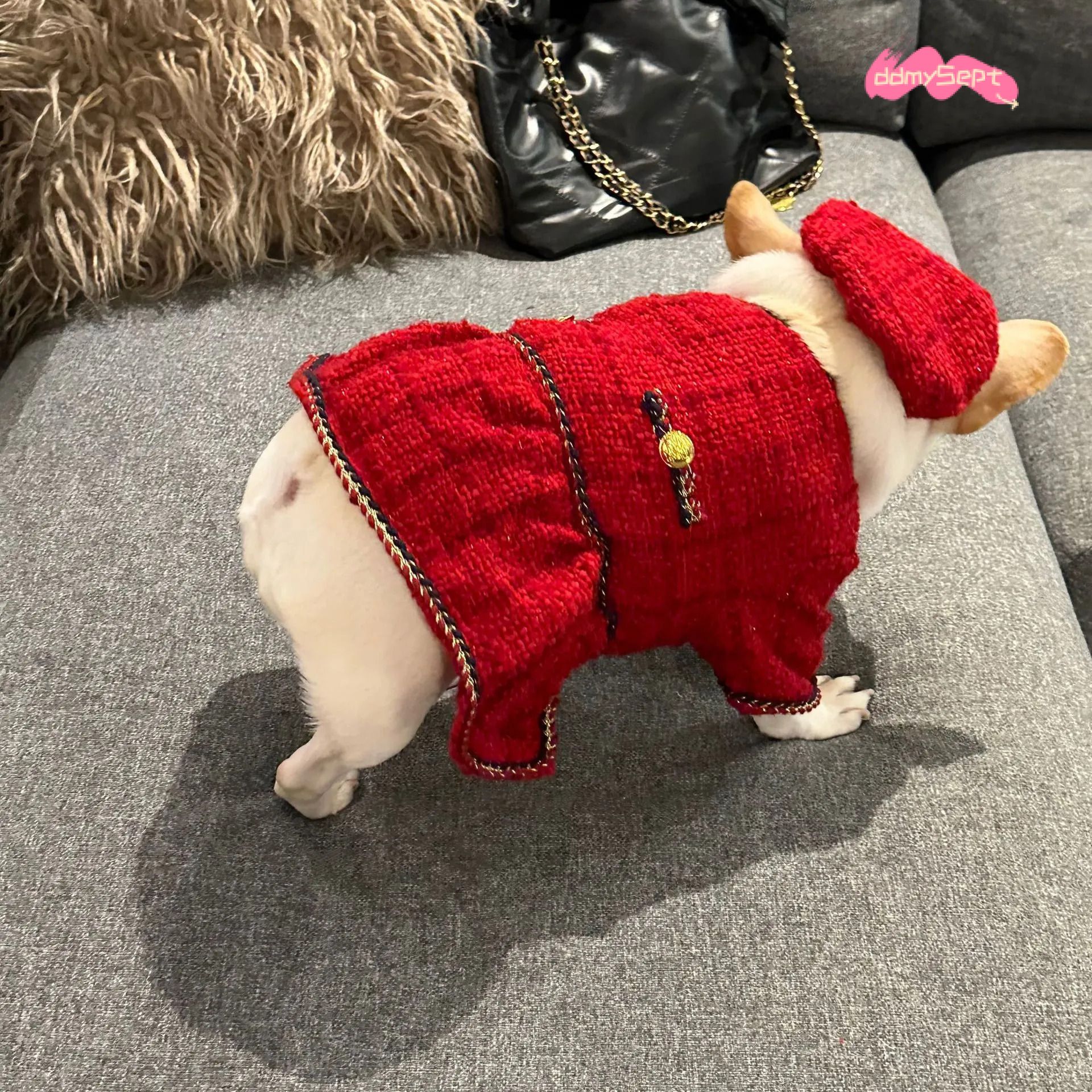 Tweed Princess Dog Dress - Cute Pet Clothes Outfit for Small Dogs, Puppies, Cats, Teacup Yorkie, Chihuahua XL ddmysept H260130