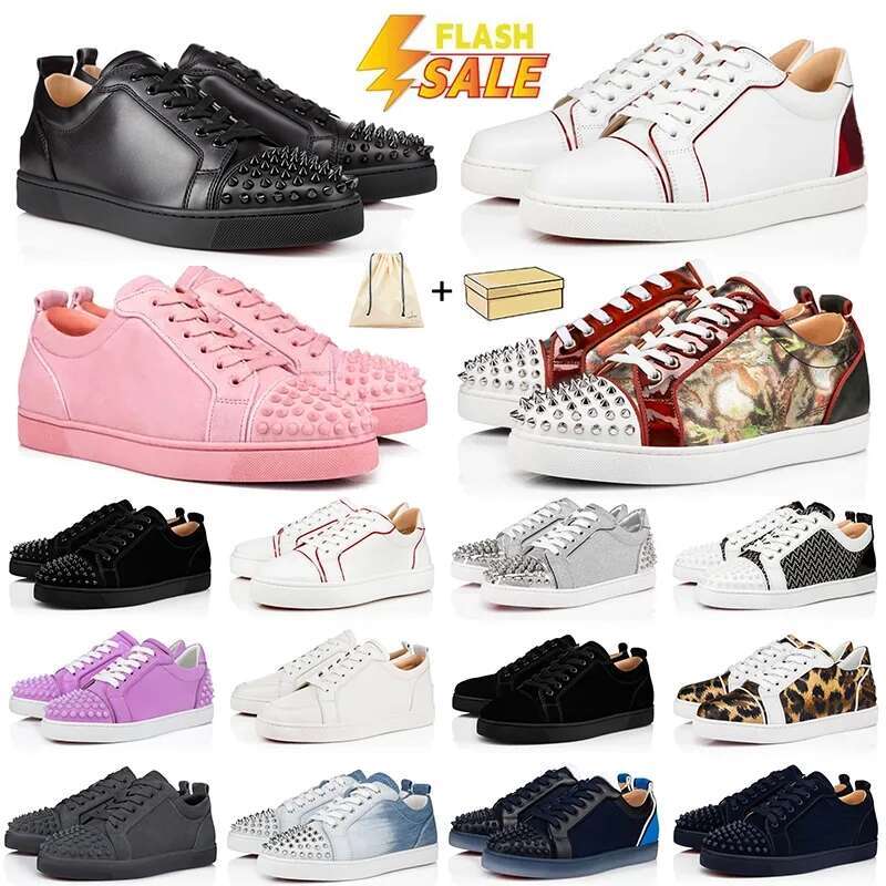 Designer Low Dress Shoes Mens Casual Glitter Grey Rivets Leather Suede Camo Green Men Women Fashion Spikes Office Career Wedding Trainers Sneakers With Box