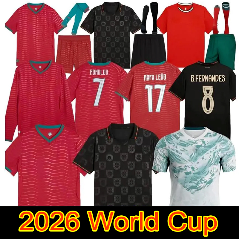 Portugal 2026 World Cup Soccer Jerseys Ronaldo 25 26 Al Nassr FC B.FERNANDES R. Leao BERMARDO JOAO FeLIX football shirts Portuguese Child Shirt Men Kids Kit